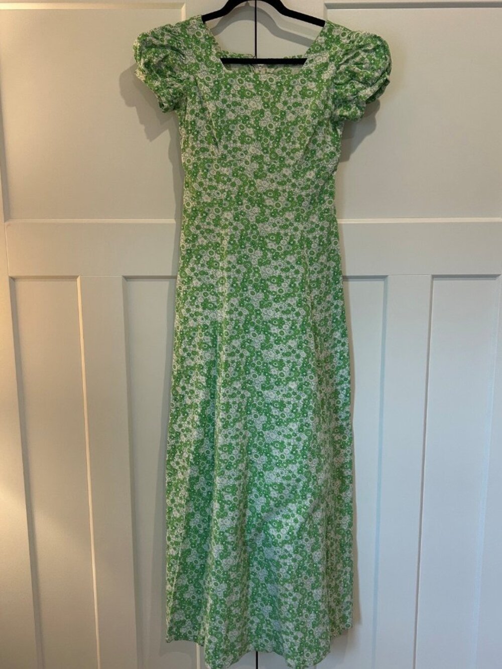 VINTAGE Floral Print Cap Sleeve Maxi Dress